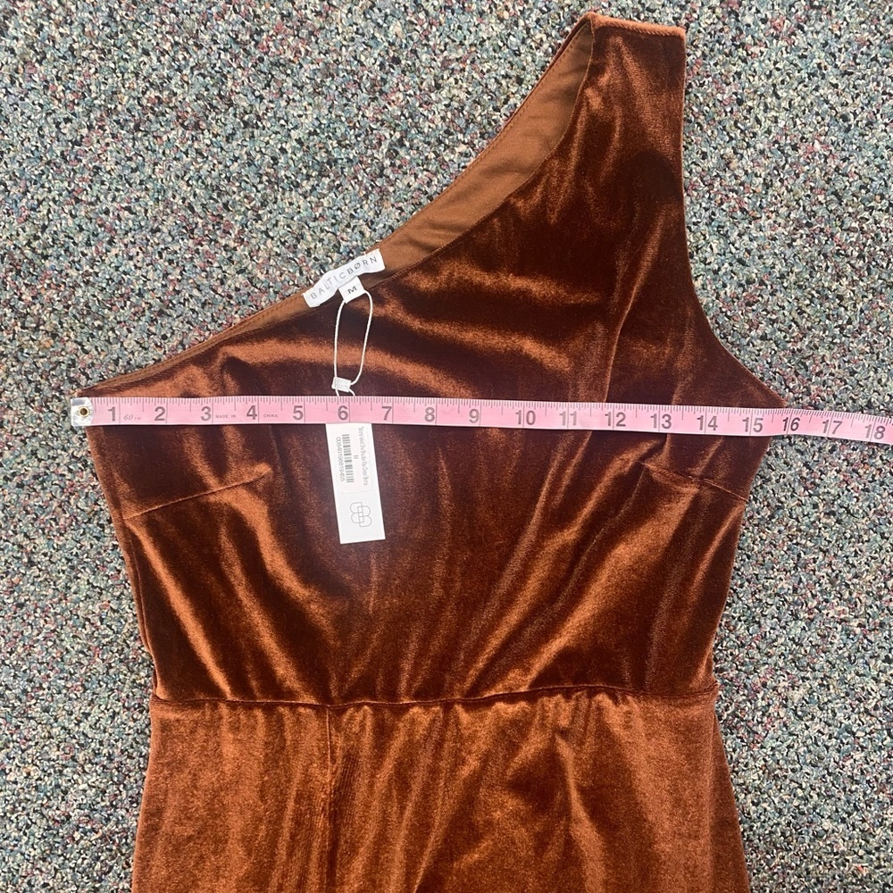 NWT Baltic Born Tatiana Velvet One Shoulder Maxi Dress Size Medium Rust - Picture 2 of 14